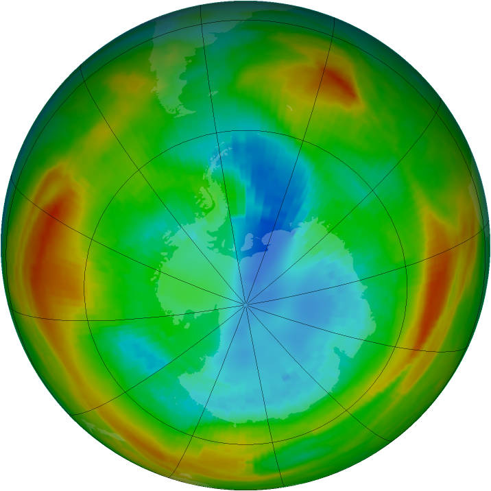 Antarctic ozone map for 31 August 1981